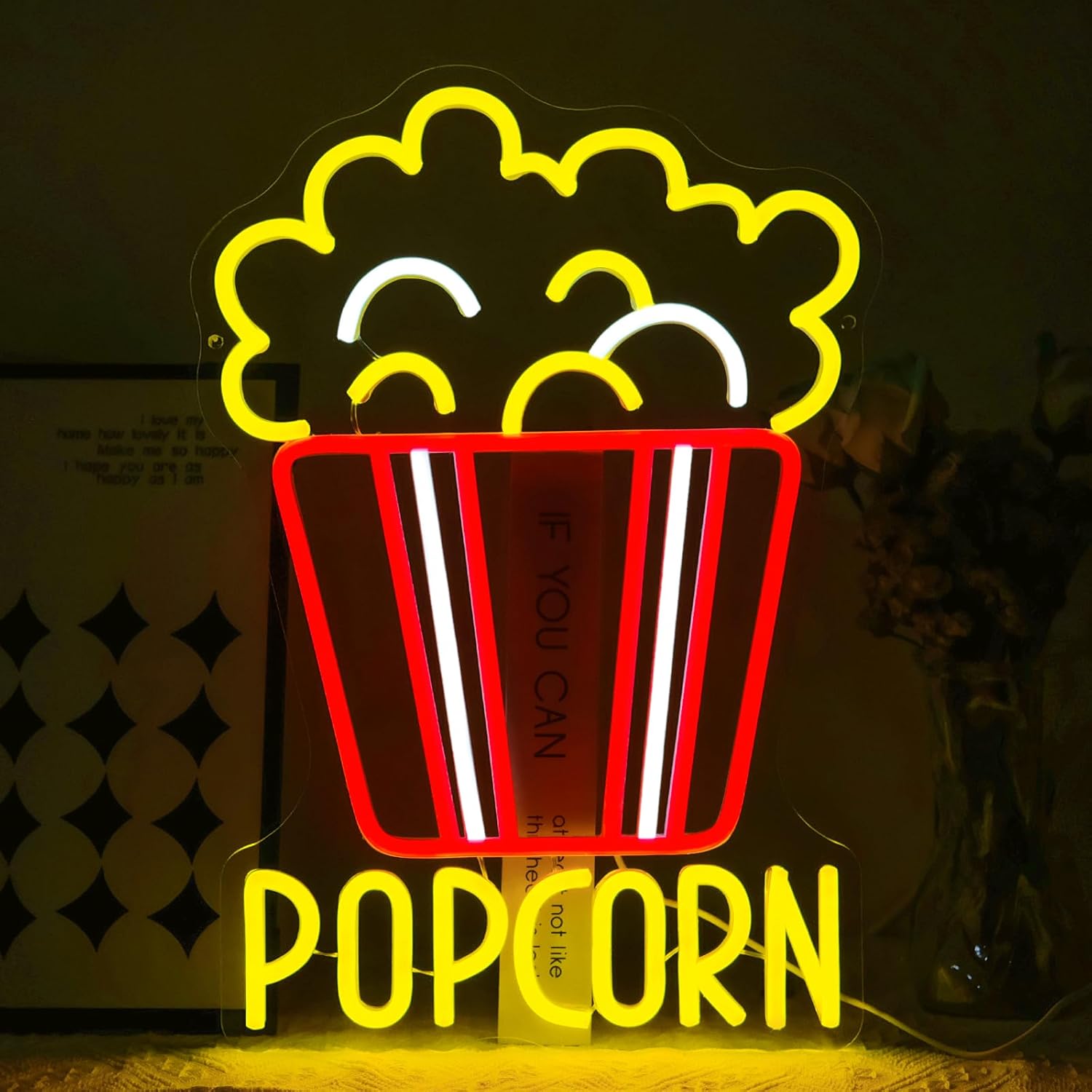 Popcorn Neon Sign Dimmable Foo - Home Cinema Food recension och pris