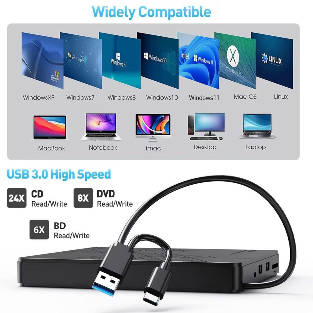 5-in-1 External Blu-ray Drive， - Blu Ray Disc Player recension och pris