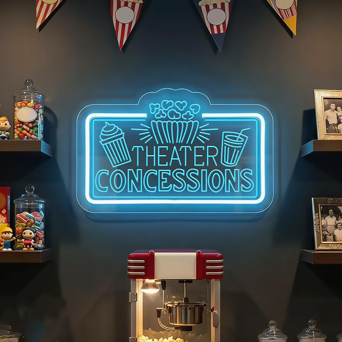 Theater Concessions Neon Sign  - Home Cinema Food recension och pris