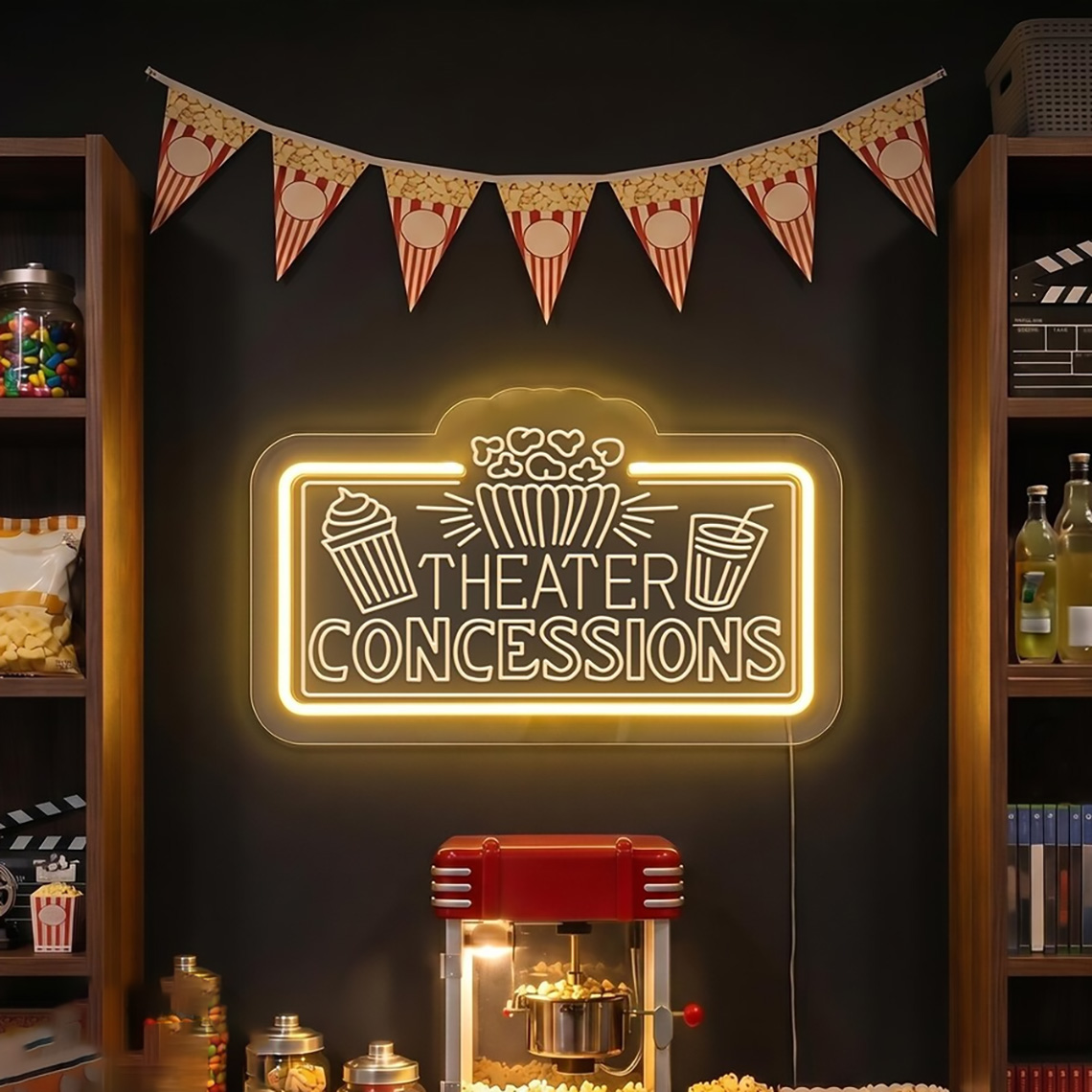 Theater Concessions Neon Sign  - Home Cinema Food recension och pris