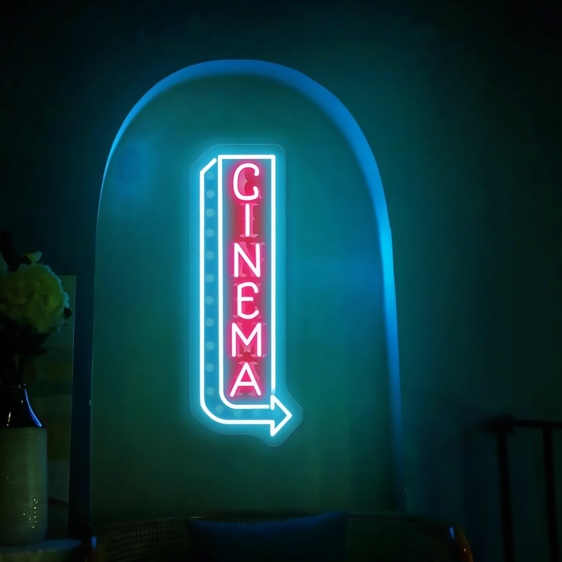 Cinema Neon Sign Cinema Popcor - Home Cinema Food recension och pris