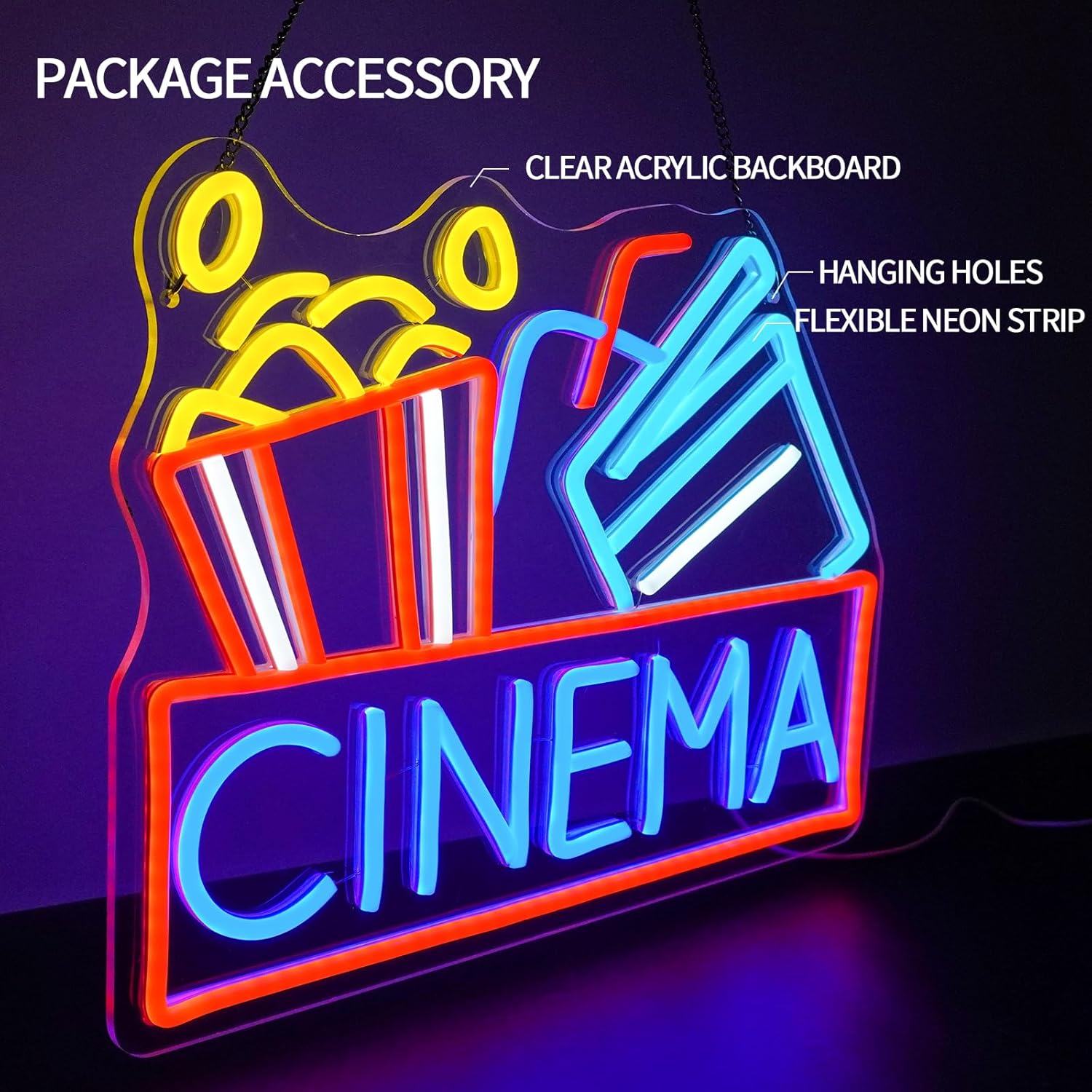 Popcorn Neon Sign Dimmable Foo - Home Cinema Food recension och pris