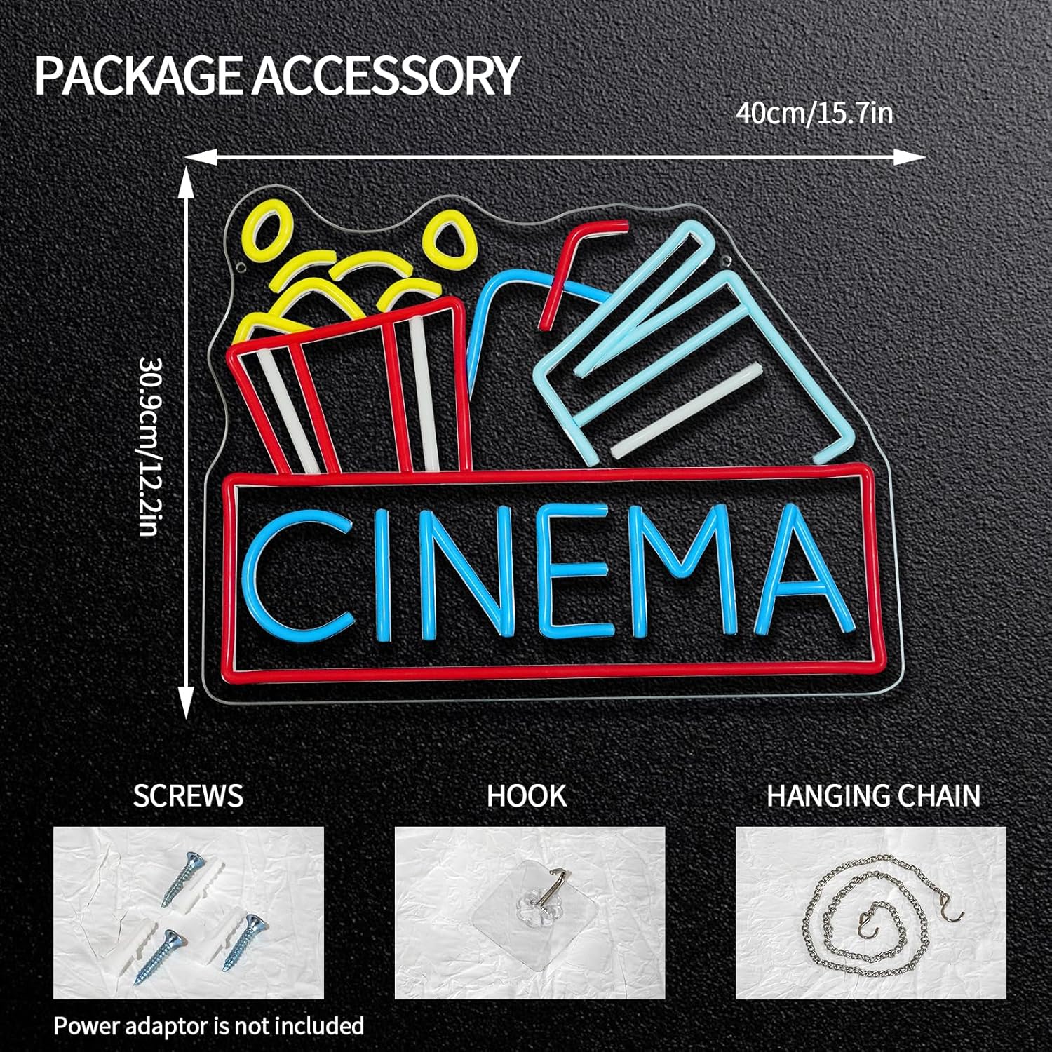 Popcorn Neon Sign Dimmable Foo - Home Cinema Food recension och pris