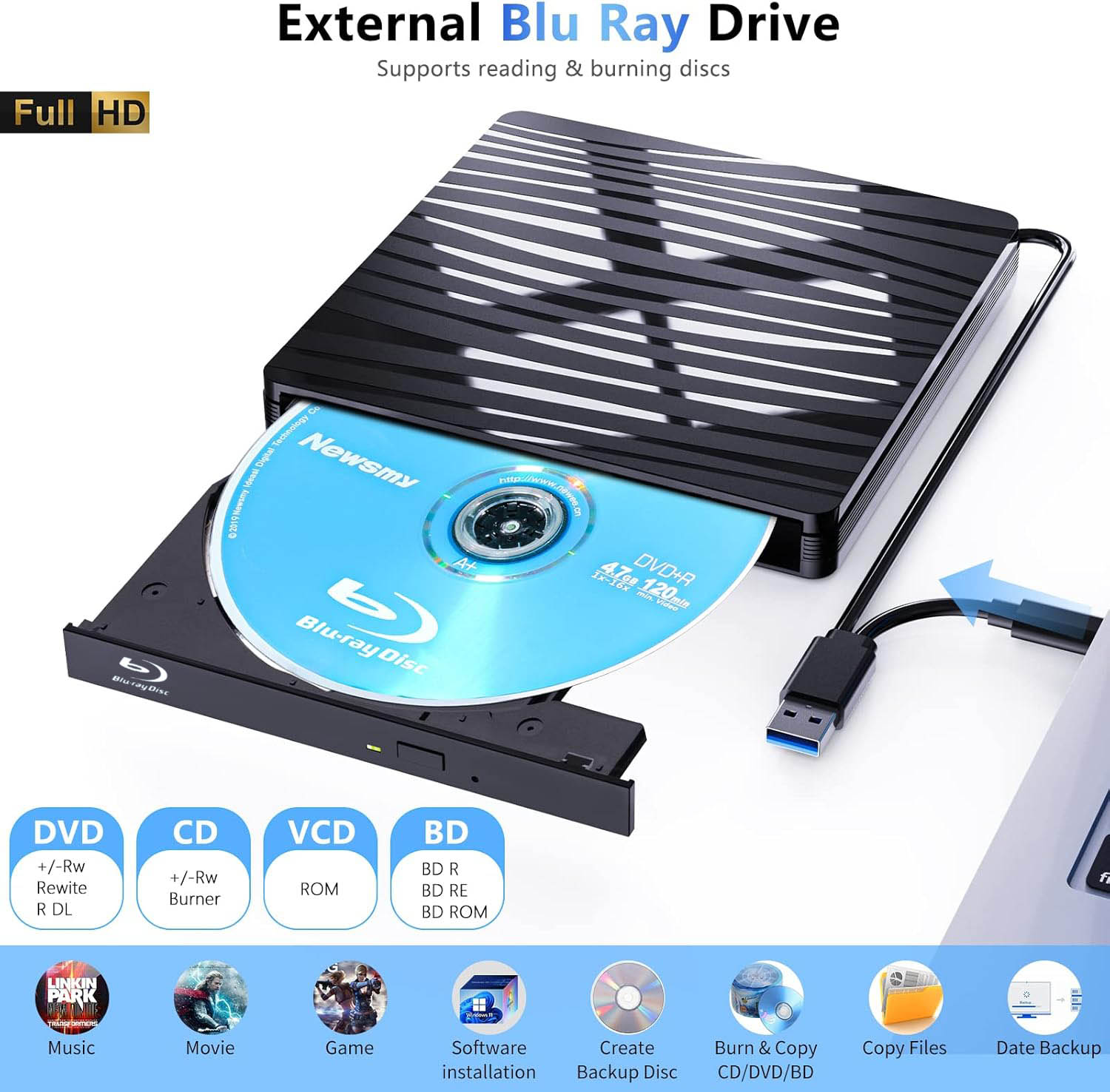 USB3.0 External Blu-ray Optica - Blu Ray Disc Player recension och pris